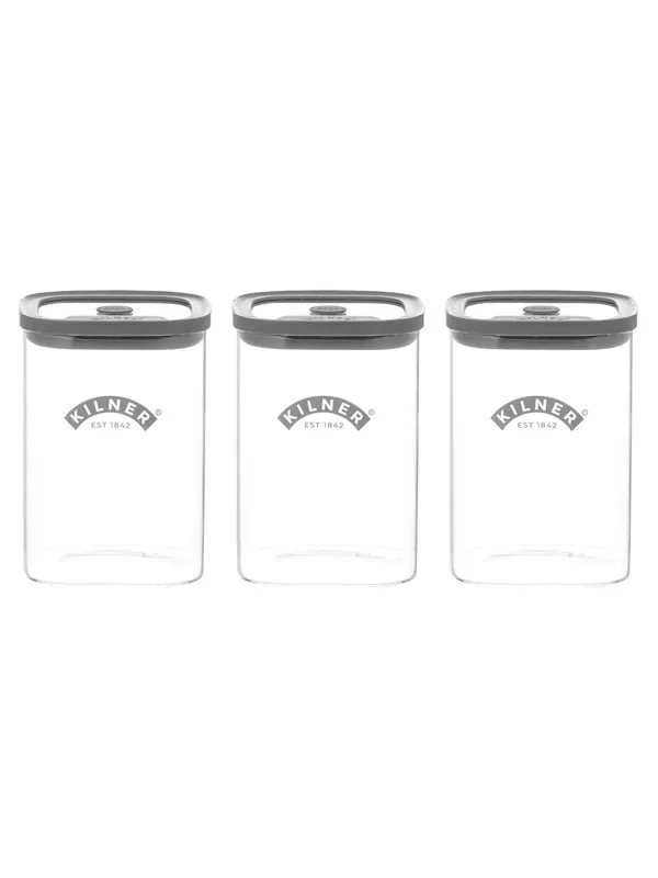 Kilner Clear Fresh Storage Jar 1l Set of 3