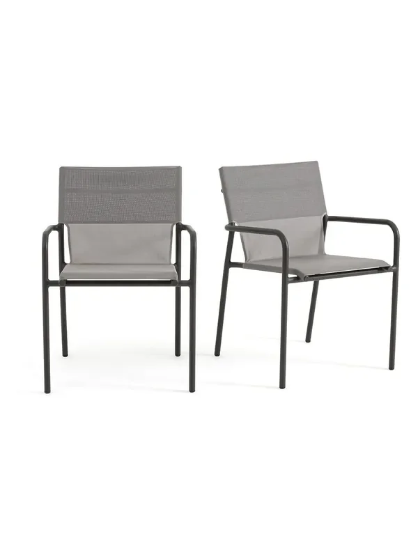 La Redoute Intérieurs Set of 2 Pearl Grey Zory Aluminium Garden Armchairs