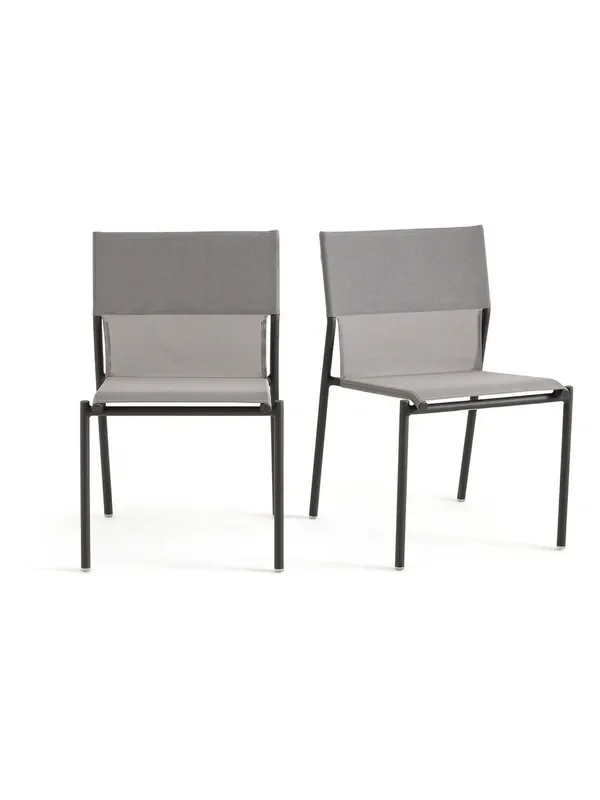La Redoute Intérieurs Set of 2 Pearl Grey Zory Aluminium Garden Chairs