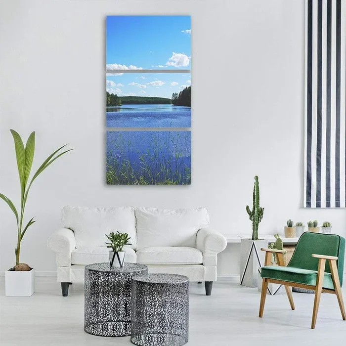 Lake Landscape In Finland Vertical Canvas Wall Art