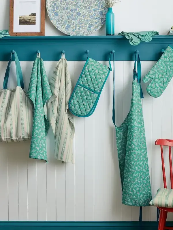 Land & Shore 2 Pack Green Ticking Stripe Tea Towels