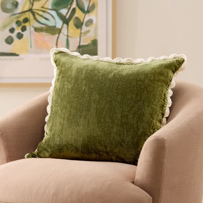 Lara Palm Leaf Velvet Cushion