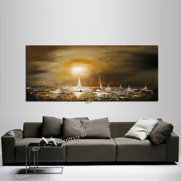 Large Ocean Art Oil Painting on Canvas Modern Wall Art Seascape – Ocean Journey 4