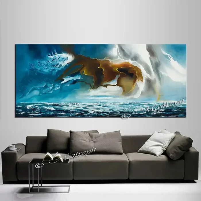 Large Ocean Art Oil Painting on Canvas Modern Wall Art Seascape Painting – Seascape 1