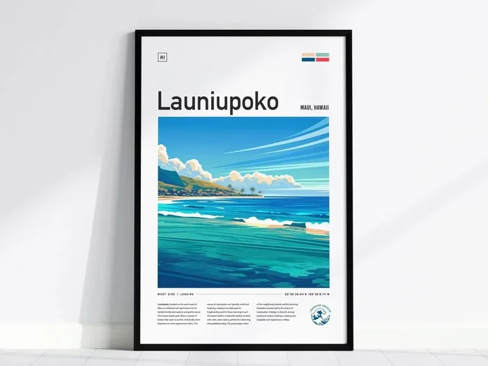 Launiupoko Framed Surf Poster Lahaina Maui Beach Wall Art