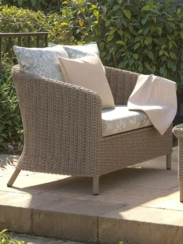 Laura Ashley Cream Arley Garden Rattan 2 Seater Sofa with Parterre Sa Cushions