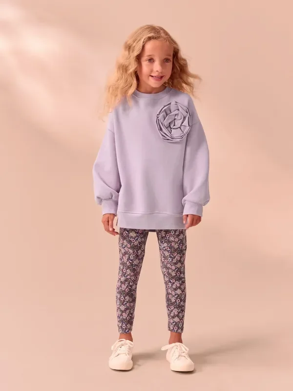 Laura Ashley Lilac Purple Sweatshirt and Leggings Set