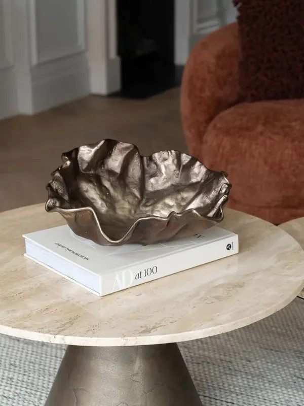 Libra Interiors Bronze Large Lowe Cast Aluminium Bowl 43cm