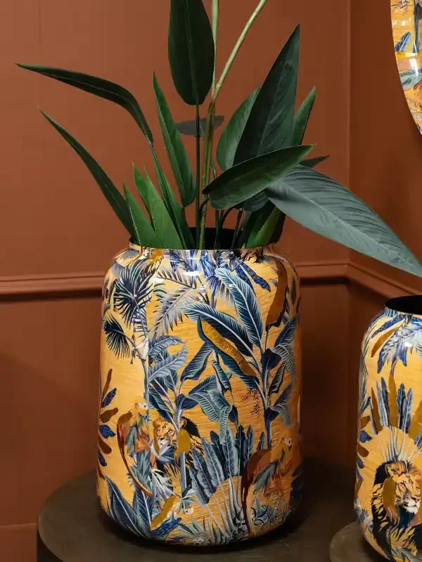 Libra Interiors Gold Blue Large Jungle Vase