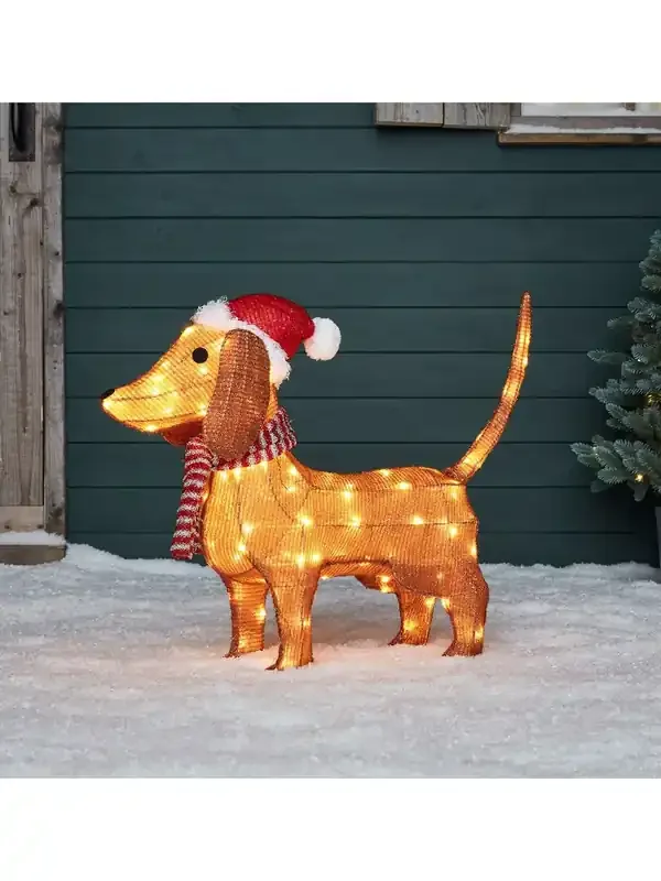 Lights4fun 65cm Dachshund Outdoor Christmas Figure