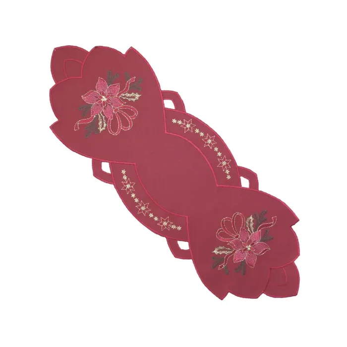 Linen Table Runner – Winter Floral Bordeaux