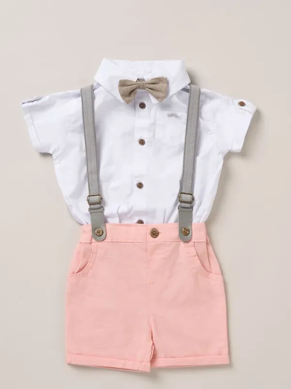 Little Gent Bodysuit Shirt Shorts and Braces Outfit Set