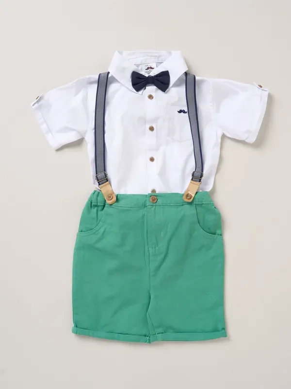 Little Gent Bodysuit Shirt Shorts and Braces Outfit Set