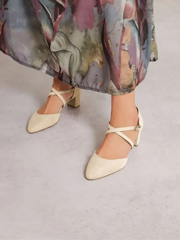 Long Tall Sally Nude Cross Strap Maryjane Pumps