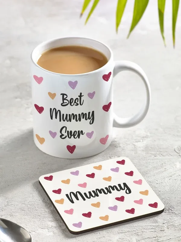Loveabode Personalised Heart Mug & Coaster Set