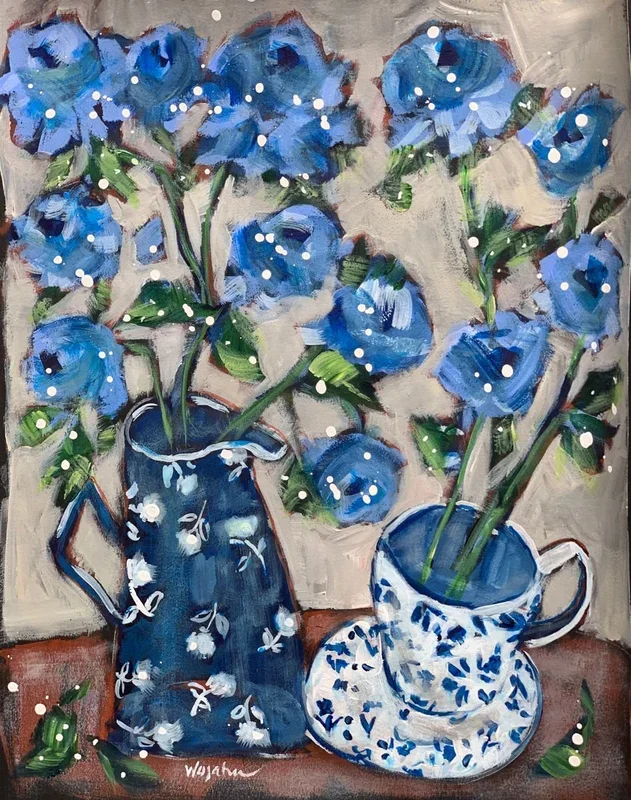 “Lundi, Bleu” (2019) Mixed-media painting by Holly Wojahn
