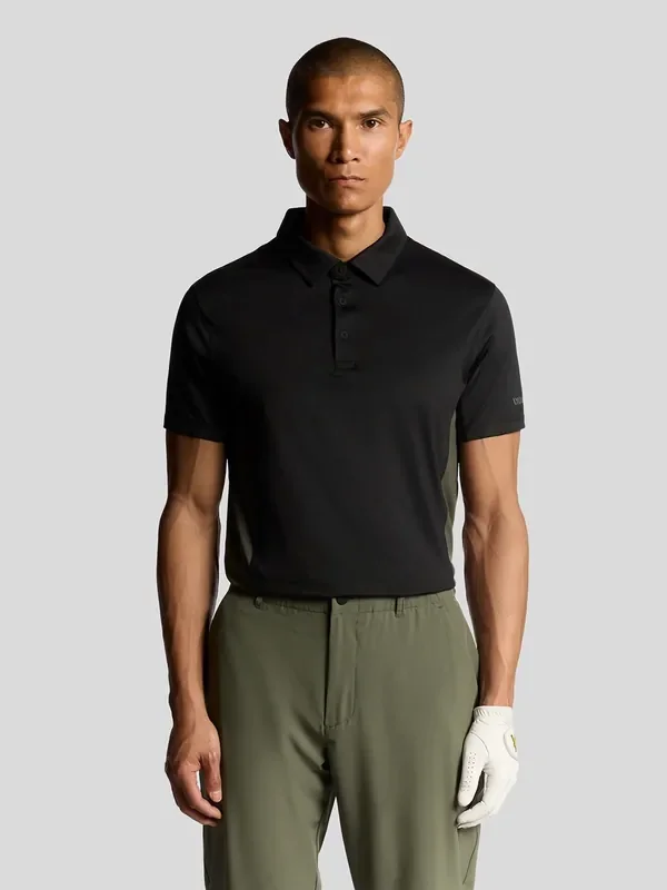 Lyle & Scott Black Golf Colourblock Polo Shirt