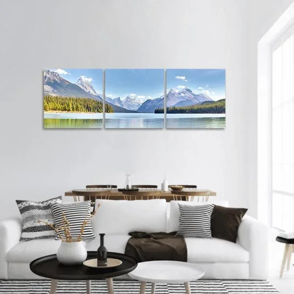 Maligne Lake In Canada Panoramic Canvas Wall Art