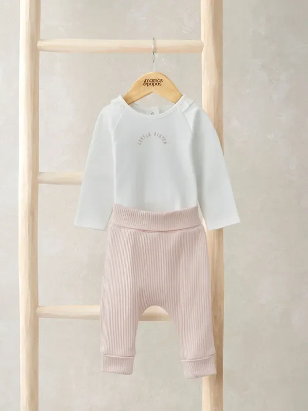 Mamas & Papas Pink Little Sister Bodysuit And Leggings Set
