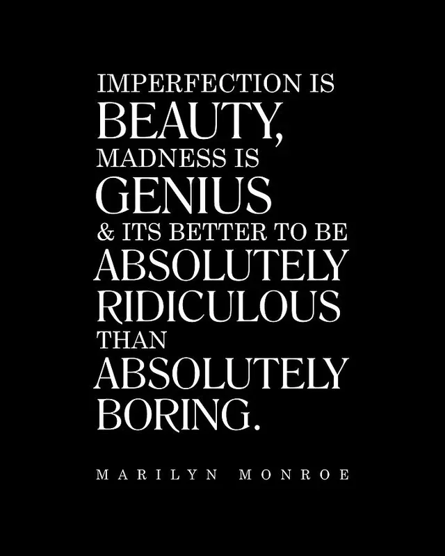 Marilyn Monroe Quote – Imperfection is Beauty 2 – Inspiring, Motivational – Minimalist, Typography
