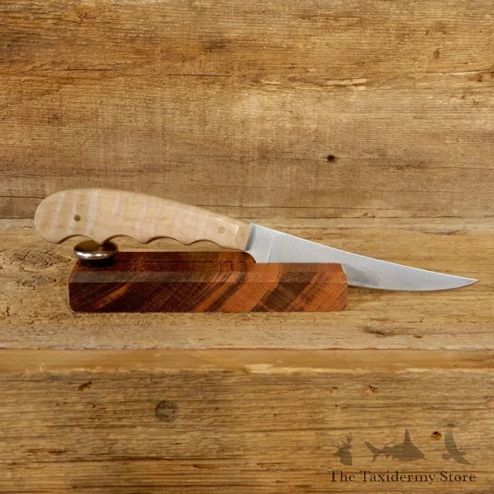 Medium Trout Fillet Knife with Curly Maple Handle For Sale