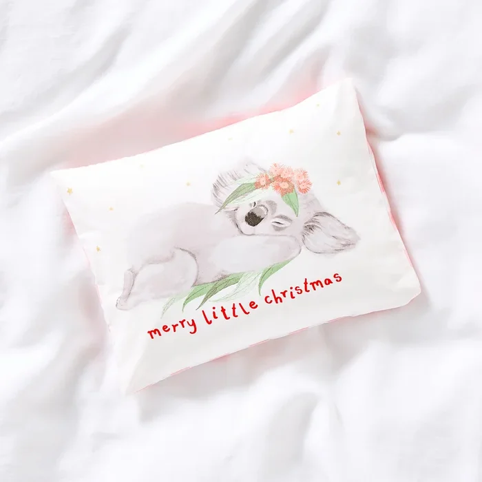 Merry Little Christmas Decorative Cot Text Pillowcase