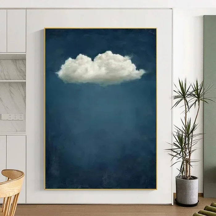 Minimalist Blue Sky and Abstract Cloud Art Modern Wall Decor #OS 073