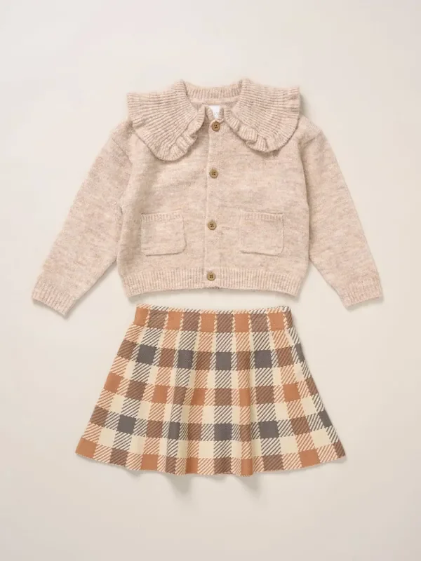 Miss Brown True Knit Cardigan and Check Skirt Set