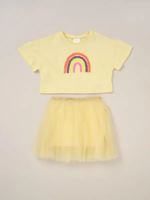 Miss Cropped Printed T-Shirt and Skirt Outfit Set