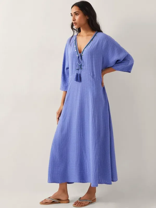 Monsoon Blue Leslie Embellished Maxi Kaftan