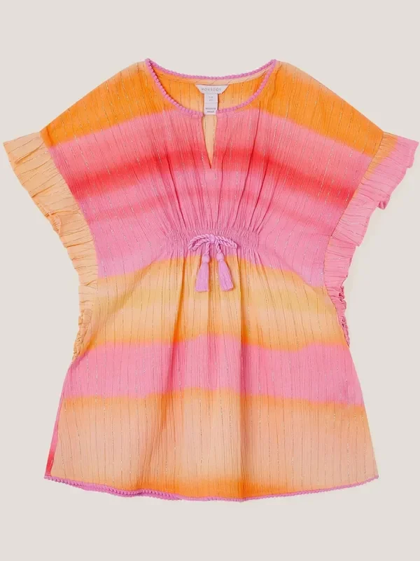 Monsoon Orange Glitter Ombré 100% Cotton Kaftan