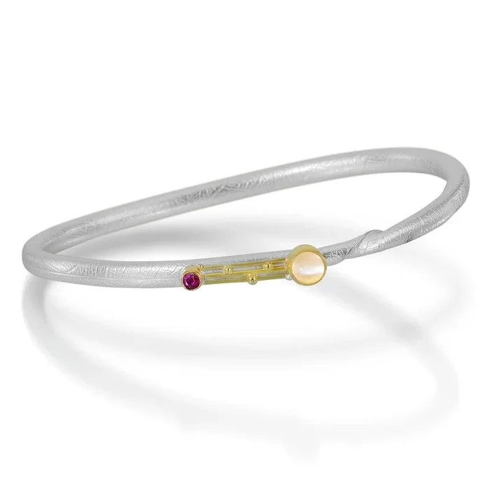 Moonstone Tourmaline Twig Bracelet