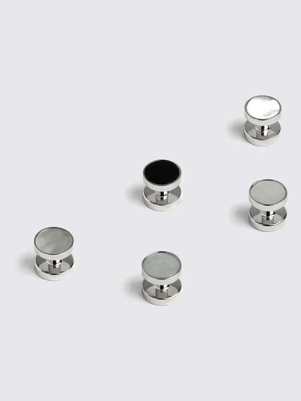 MOSS Grey Reversible Gold Onyx & Mother of Pearl Cufflinks