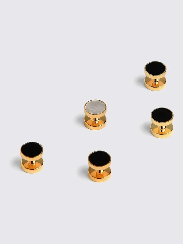 MOSS Yellow Reversible Gold Onyx & Mother of Pearl Cufflinks