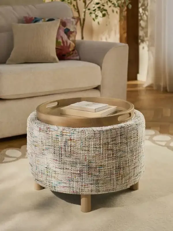 Multi Chenille Ashton Upholstered Storage Stool