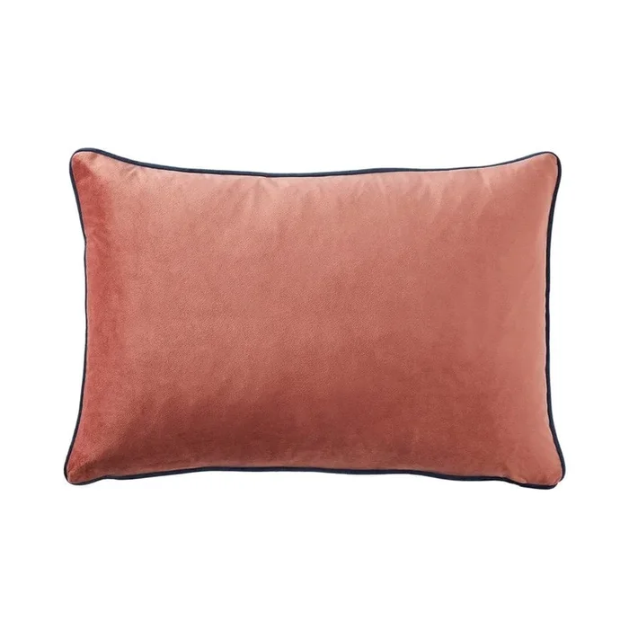 Munro Rose & Navy Piped Velvet Cushion