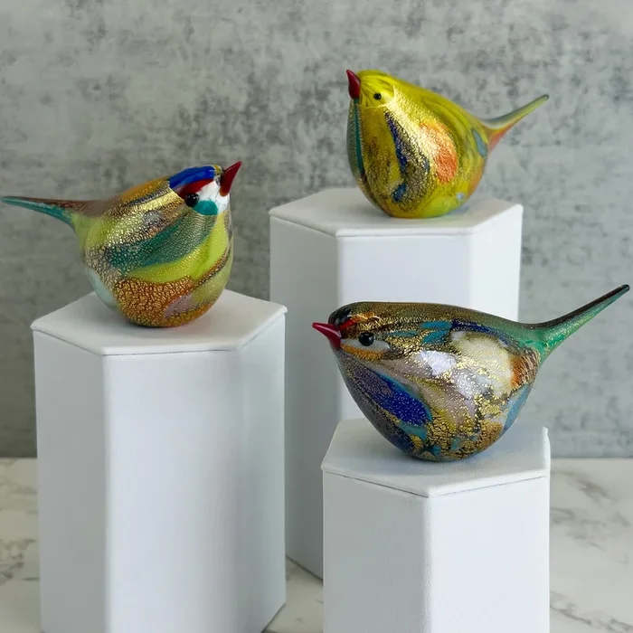 Murano Glass Hand Blown Multicolor Chirpie Bird – Giuseppe