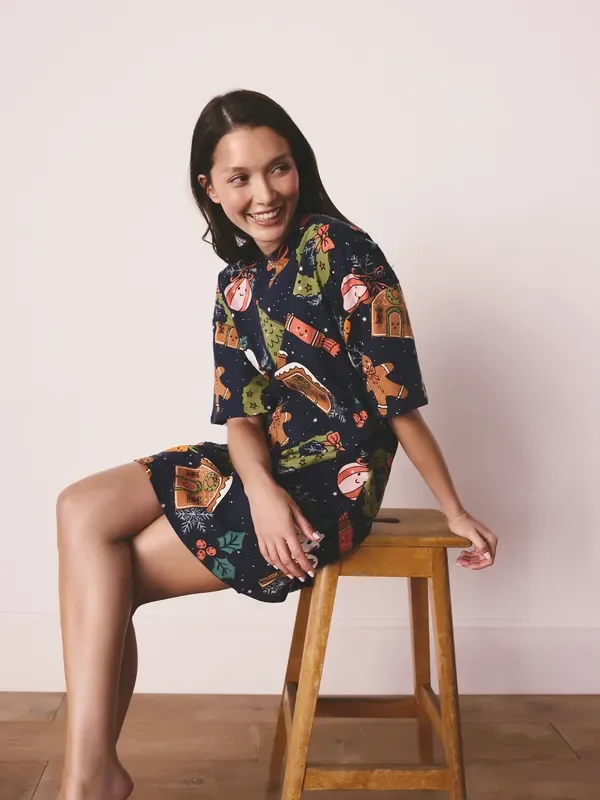 Navy Pudding Matching Family Christmas Cosy Nightshirt