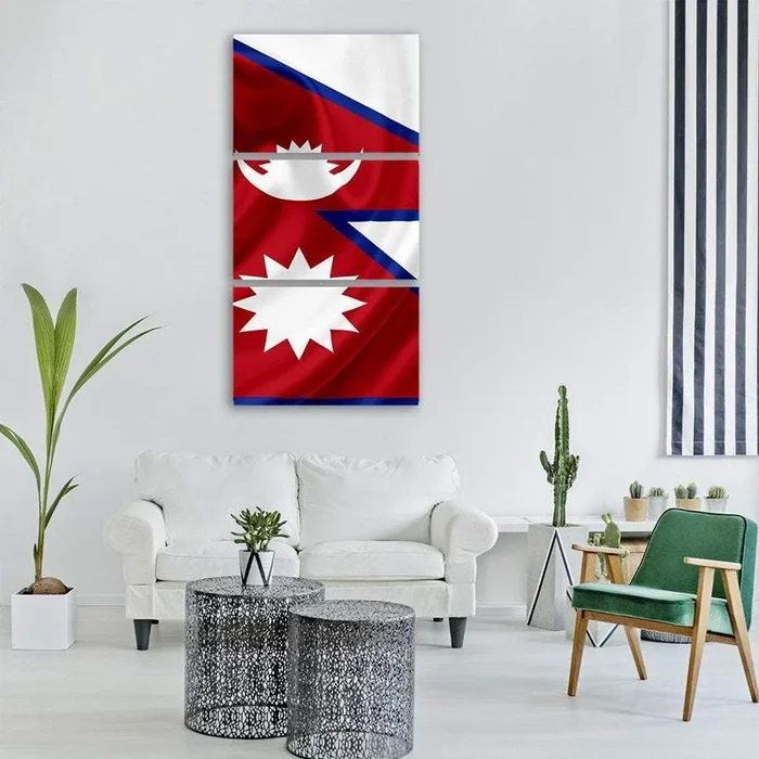 Nepal Waving Flag Vertical Canvas Wall Art