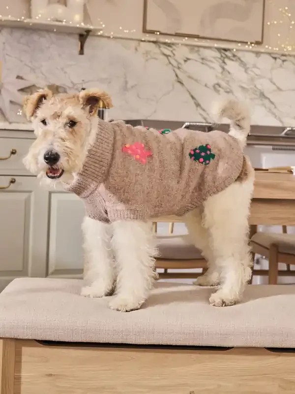 Neutral Christmas Tree Knitted Dog Jumper