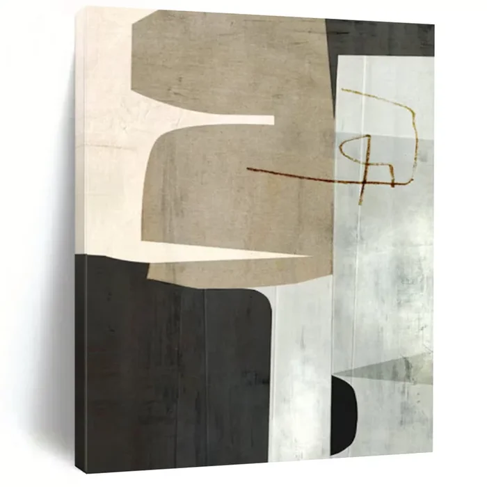 “Neutral Shapes” – Beige, gray, white geometric forms with a brown line DTP158