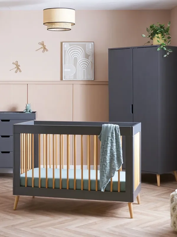 Obaby Slate with Natural Maya Mini 3 Piece Nursery Furniture Set