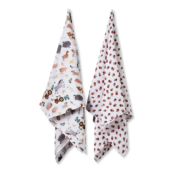 Organic Cotton Muslin Farm Yard Swaddle Pack of 2
