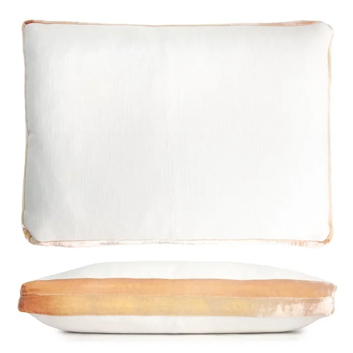 Organic Cotton Pillow with Velvet Tuxedo Stripes – Gold Beige