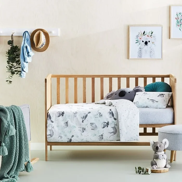 Outback Gang Eucalyptus Stonewash Cot Quilt Cover Set
