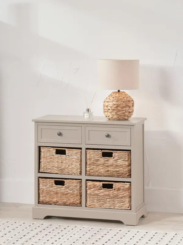 Pacific Cream Devonshire Pine Wood 2 Drawer 4 Basket Unit