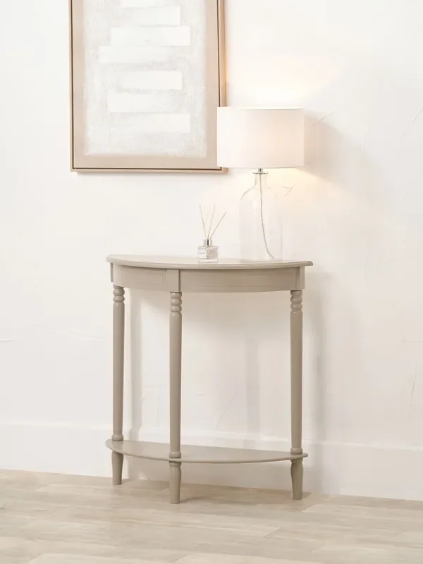 Pacific Cream Heritage Pine Wood Half Moon Console Table