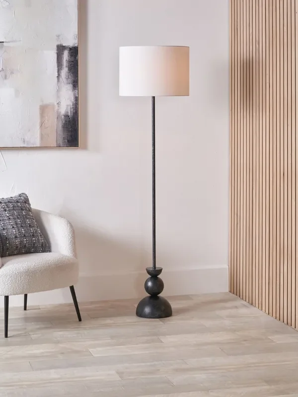 Pacific Grey Vala Metal Textured Effect Ball Floor Lamp