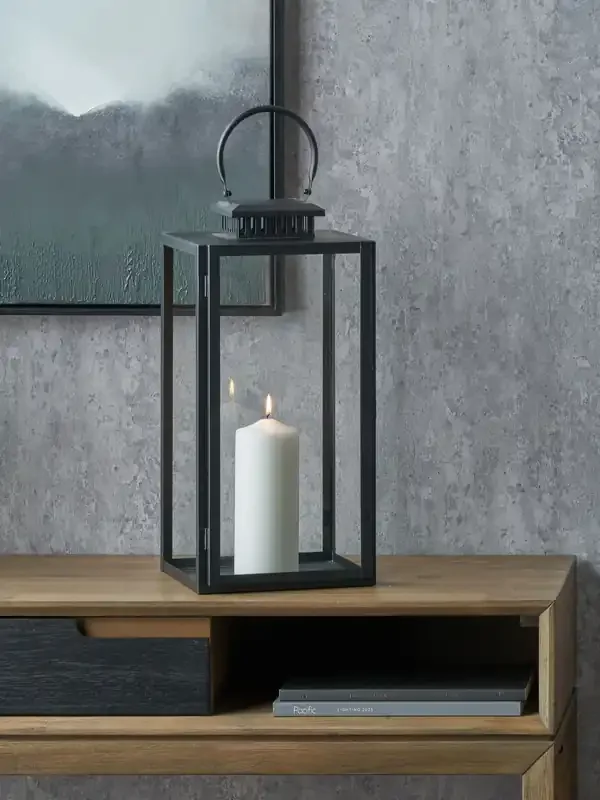 Pacific Lifestyle Black Glass Rectangular Large Lantern