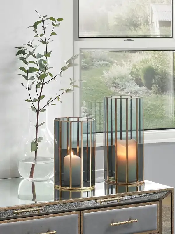 Pacific Lifestyle Brass Glass Panelled Hurricane